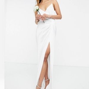 ASOS edition Rosanna satin cami wedding dress with drape detail